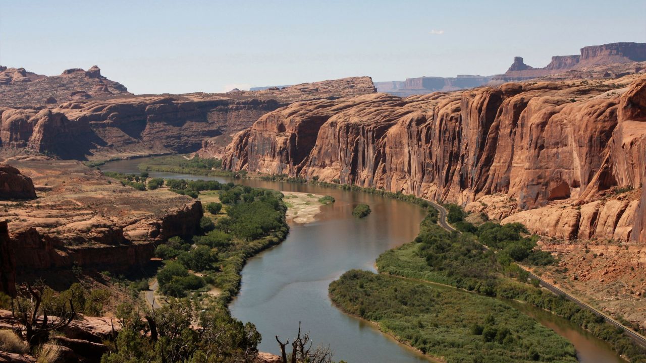 A view of the Colorado River from the Moab Rim trail in Utah.