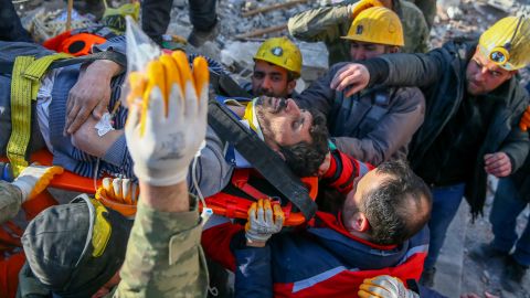 Sezai Karabas and his young daughter were rescued from the rubble after 132 hours.