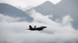 A U.S. Air Force F-22 Raptor assigned to the 3rd Wing conducts a training sortie above Joint Base Elmendorf-Richardson, Alaska, July 19, 2022. This year marks the F-22's 25th anniversary of consistently providing America and its allies with fifth-generation air superiority. (U.S. Air Force photo by Senior Airman Patrick Sullivan)