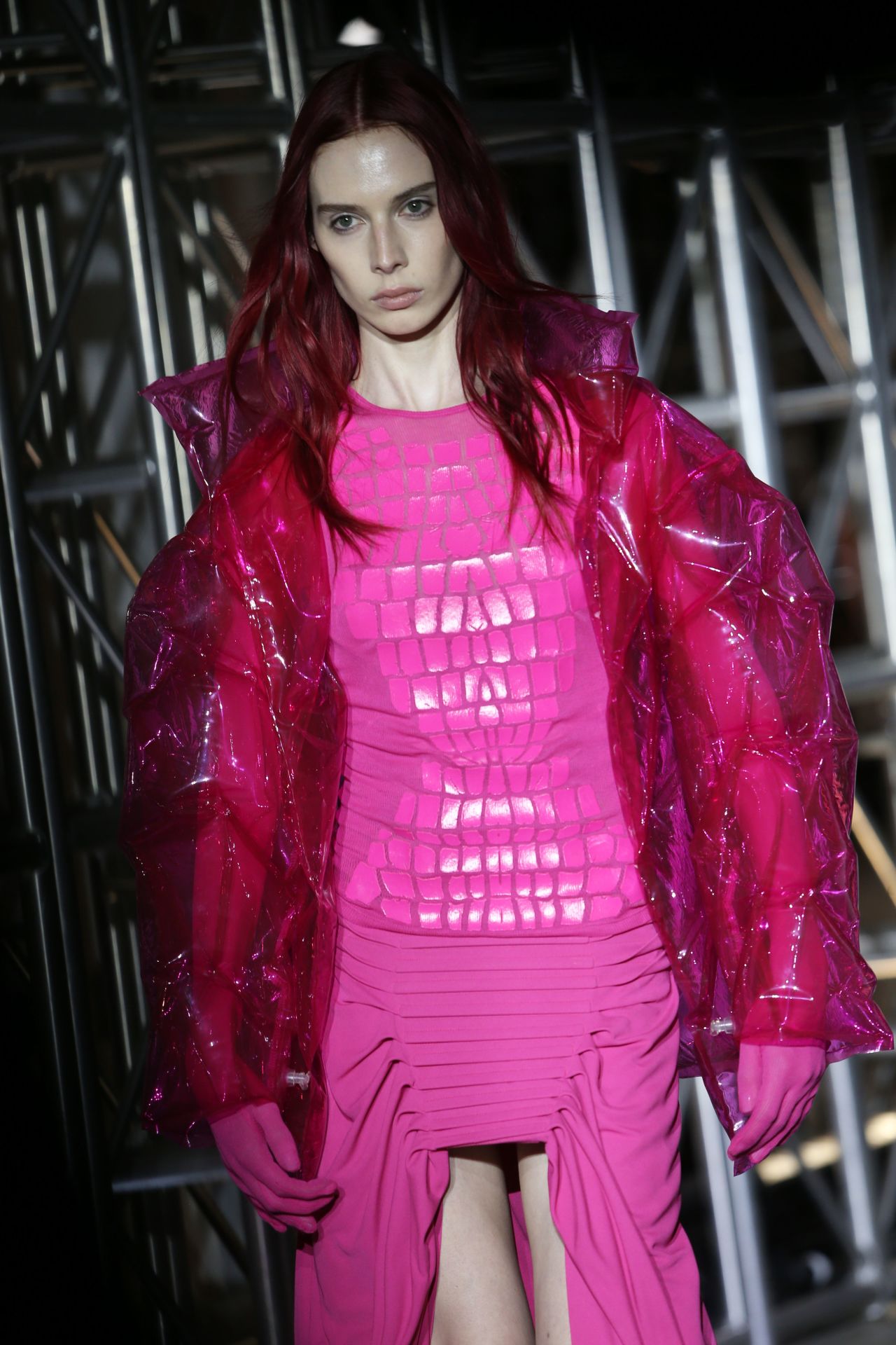 The club-kid-meets-biker aesthetic at Dion Lee included translucent inflatable jackets.