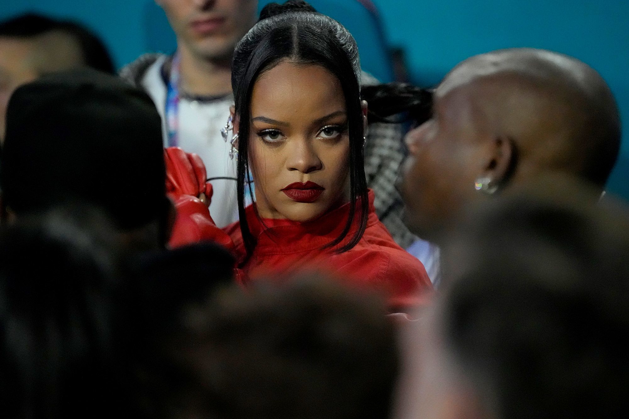 Rihanna prepares before the show.