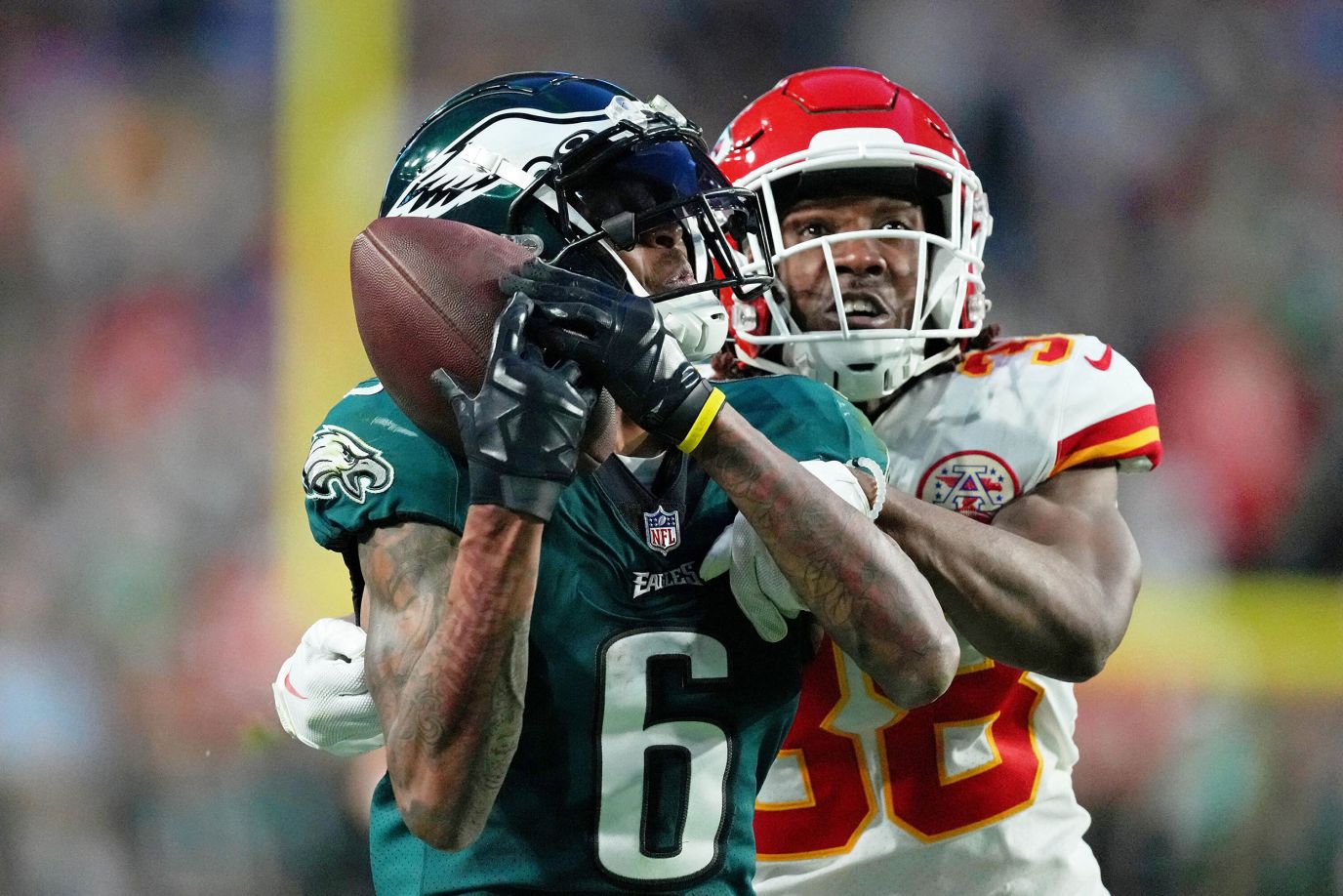 Kansas City Chiefs and Philadelphia Eagles helmets and a Super Bowl Vince  Lombardi Trophy on Monday, Feb. 6, 2023. Photo via Credit: Newscom/Alamy  Live News Stock Photo - Alamy