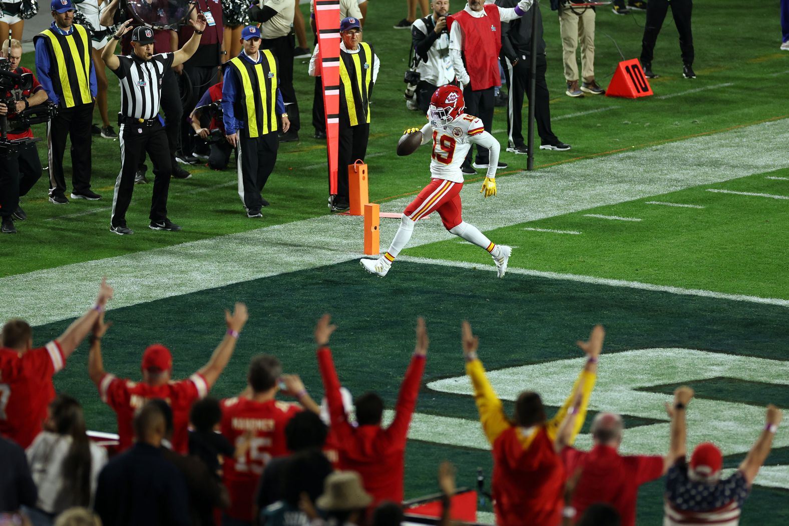 Toney eases into the end zone on his touchdown.