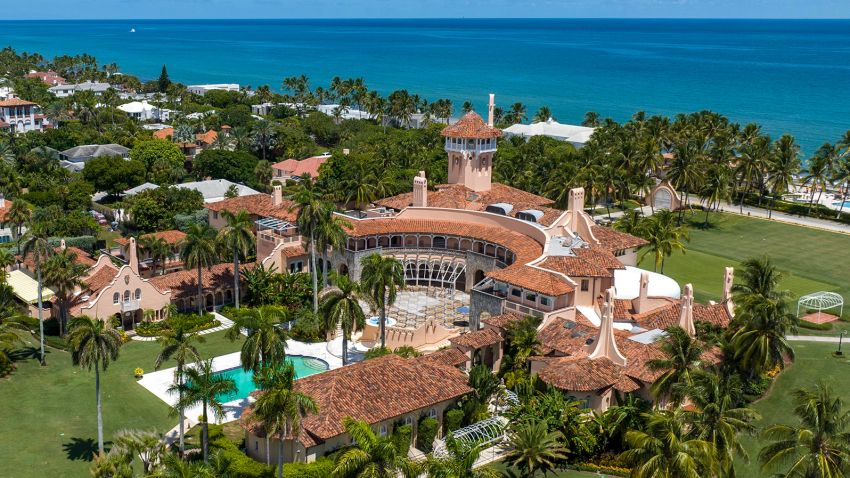 Een luchtfoto van de Mar-a-Lago-club van voormalig president Donald Trump in Palm Beach, Florida, op 31 augustus 2022.