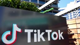The TikTok logo is displayed outside a TikTok office on December 20, 2022 in Culver City, California. 