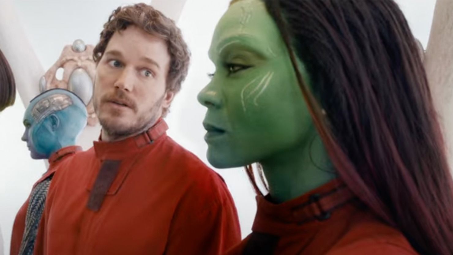 (From left) Karen Gillan, Chris Pratt and Zoe Saldana appear in Marvel Studios' 'Guardians of the Galaxy Vol. 3.'