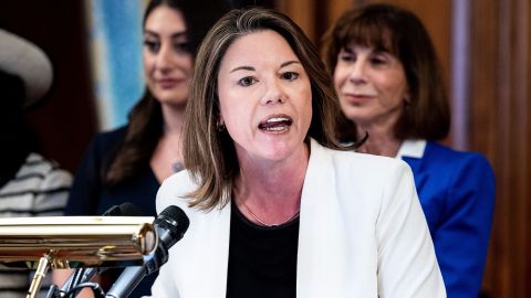 In this June 2022 photo, Rep. Angie Craig speaks at a press conference about H.R. 8373, the Right to Contraception Act, designed to protect access to contraception.