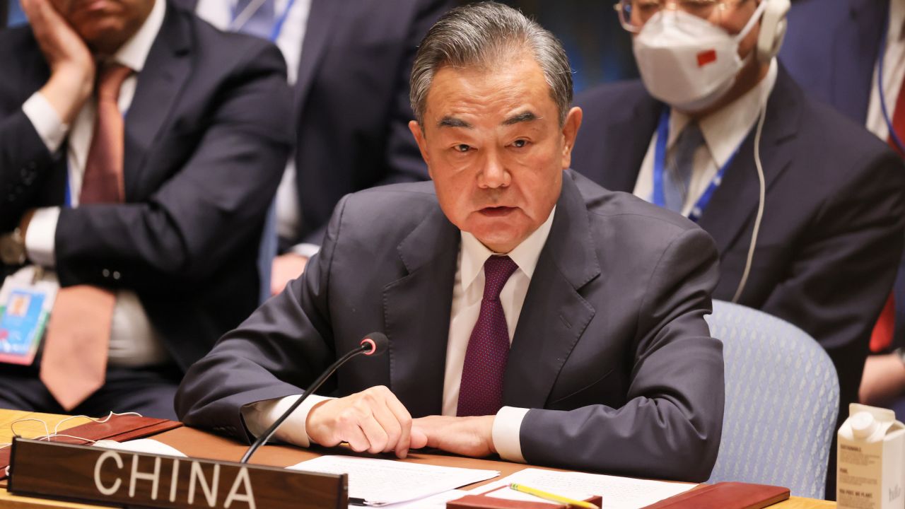 China's then-Foreign Minister Wang Yi speaks during a United Nations Security Council meeting on September 22, 2022 in New York City. 