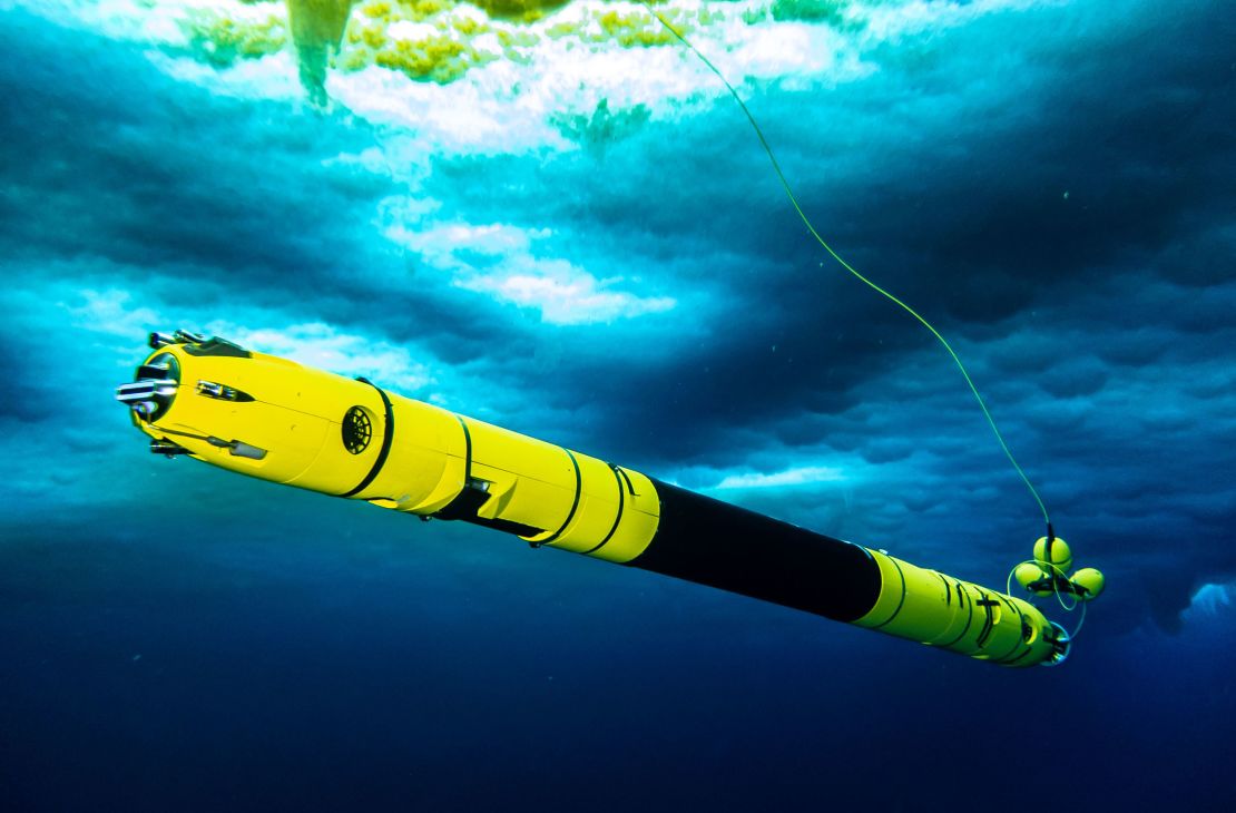 Image of Icefin under sea ice near McMurdo Station.