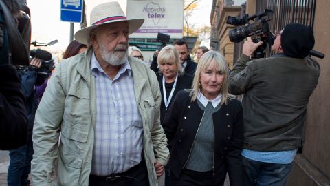 June and Barry Steenkamp arrive on the third day of Oscar Pistorius' hearing for a resentence at North Gauteng High Court on June 15, 2016.