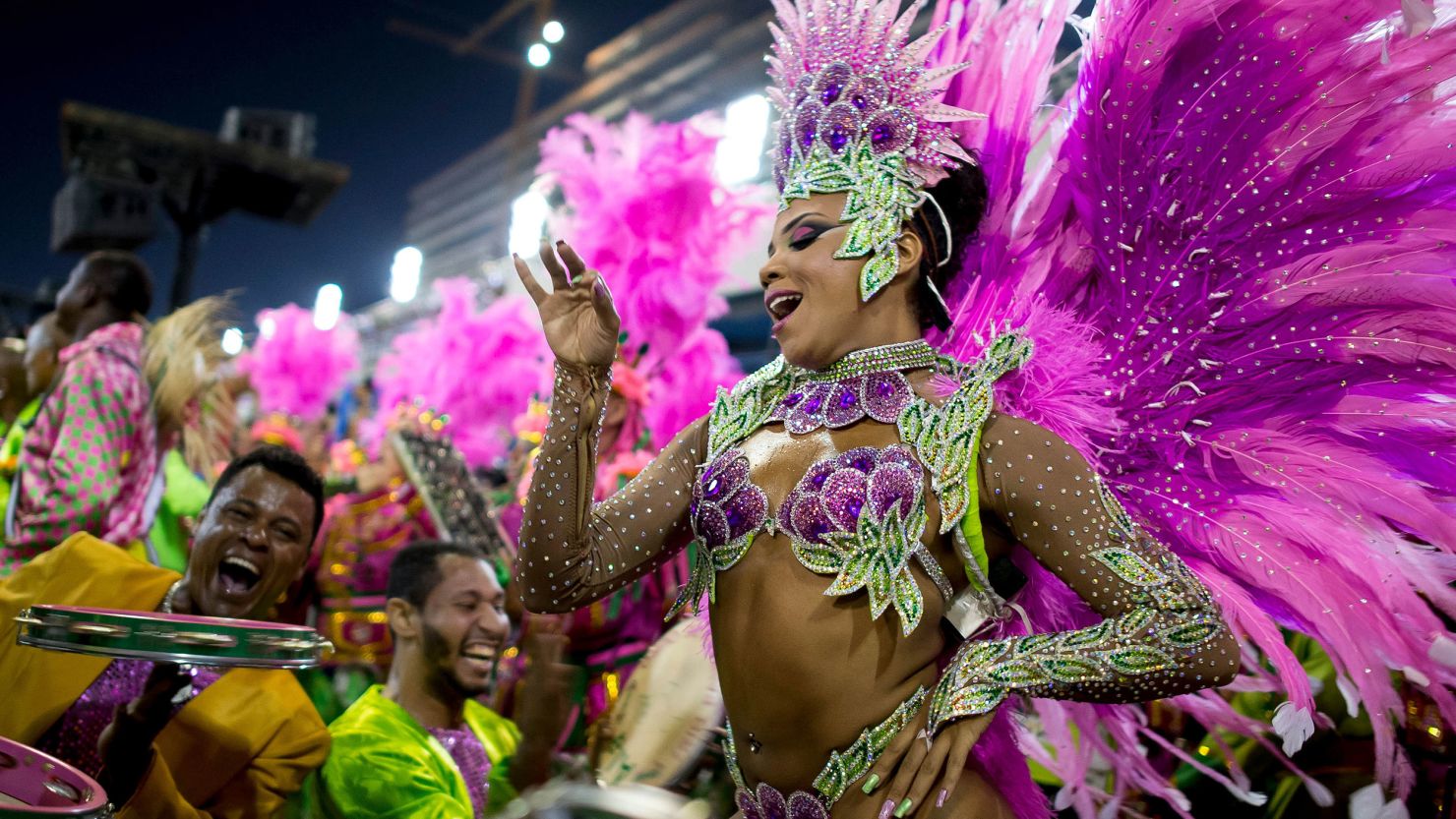 Paraders head to the Sambadrome on March 2, 2014, in Rio de Janeiro, Brazil. 