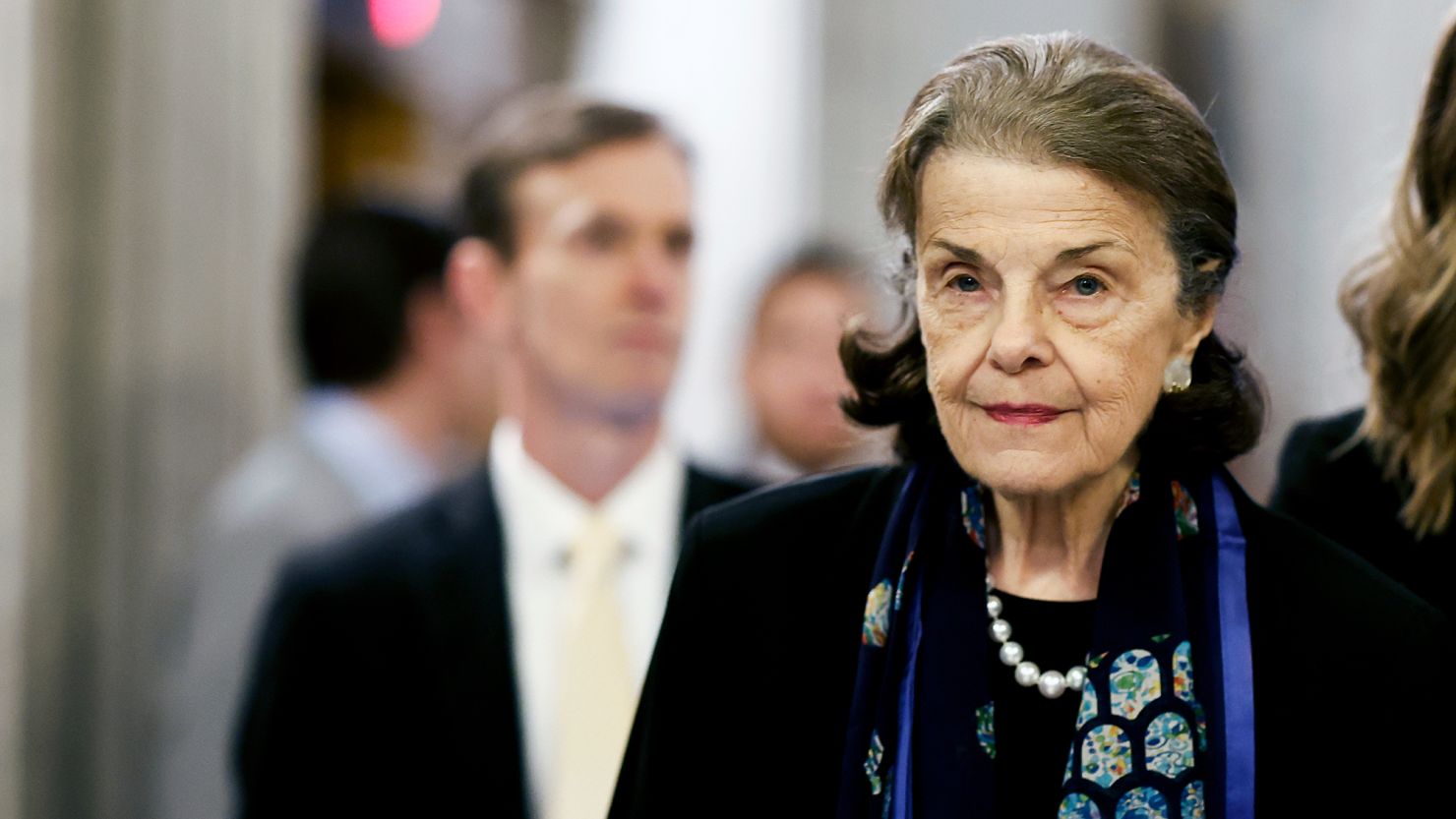 Sen. Dianne Feinstein (D-CA) walks to the Senate Chambers during a series of the votes at the U.S. Capitol Building on February 13, 2023 in Washington, DC.