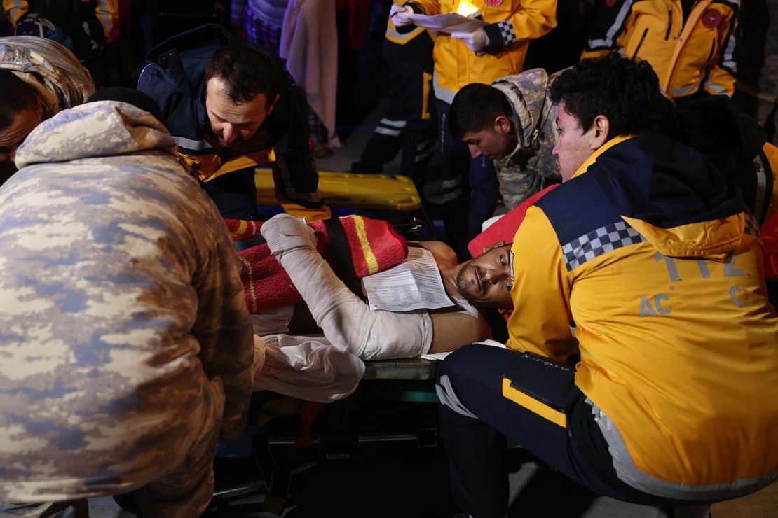 Earthquake victims injured in Kahramanmaras arrive at Ataturk Airport by military cargo plane of Turkish Armed Forces for further medical treatment in Istanbul, Turkey on February 14, 2023. 