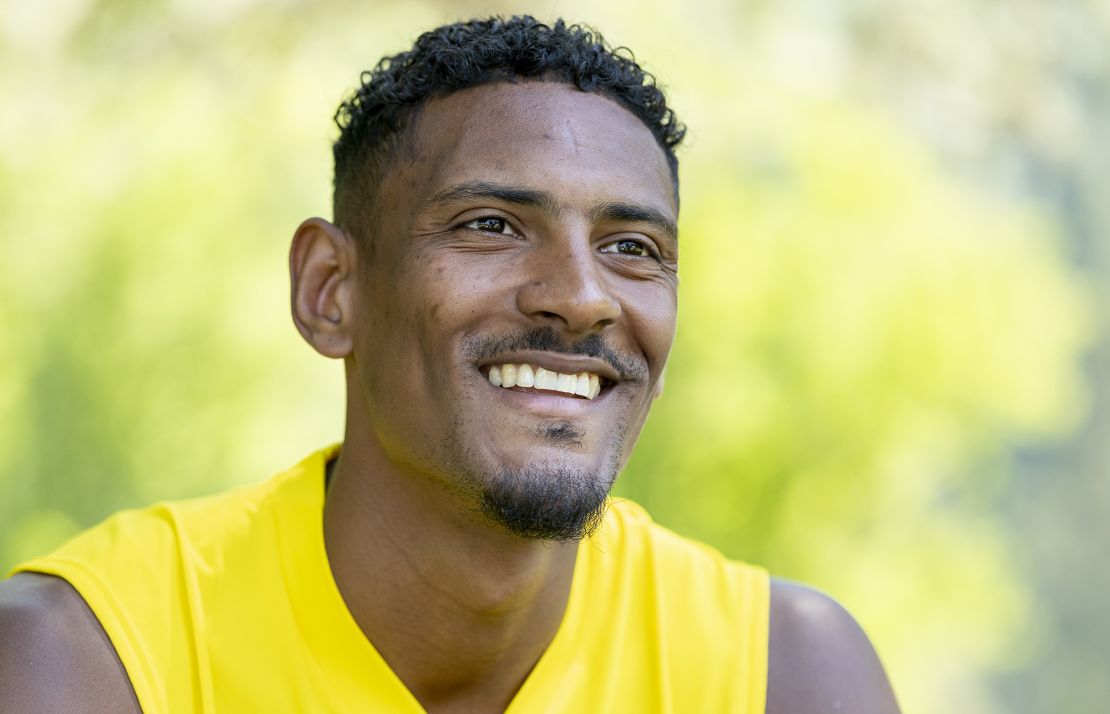 Haller during an interview at the Borussia Dortmund training camp on July 17, 2022, in Switzerland. 