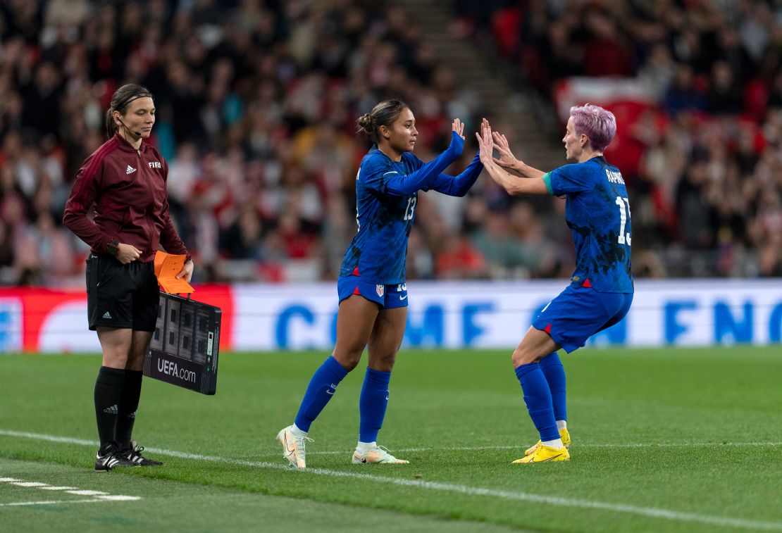 Alyssa Thompson made her debut for the national team as a substitute for Megan Rapinoe.