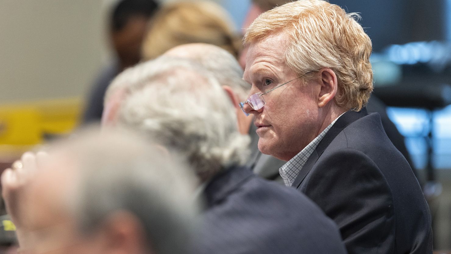 Alex Murdaugh listens during his double murder trial at the Colleton County Courthouse on Tuesday, February 14, 2023, in Walterboro, South Carolina.