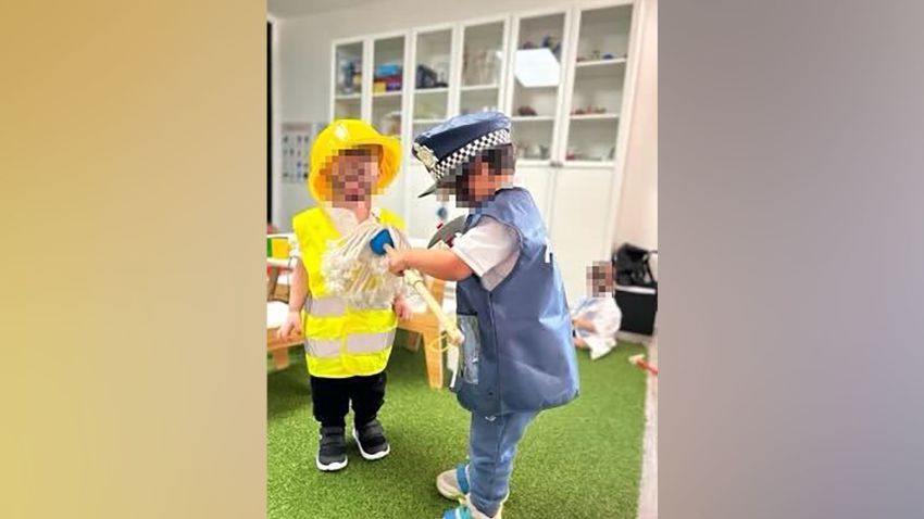Children at Studio Kids Little River in Miami are seen in blackface in this image posted on an app used by the daycare. CNN blurred the faces of the children to protect their identity.