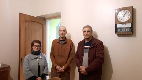 Sotoudeh (left) with Meysami (middle) and Khandan (right).