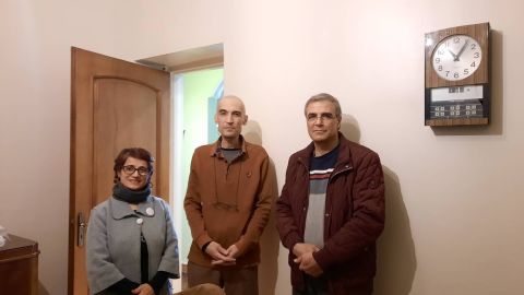 Sotoudeh (left) with Meysami (center) and Khandan (right).