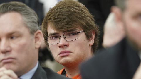 Payton Gendron sheds tears as he listens to people's testimony during his sentencing hearing on Wednesday.