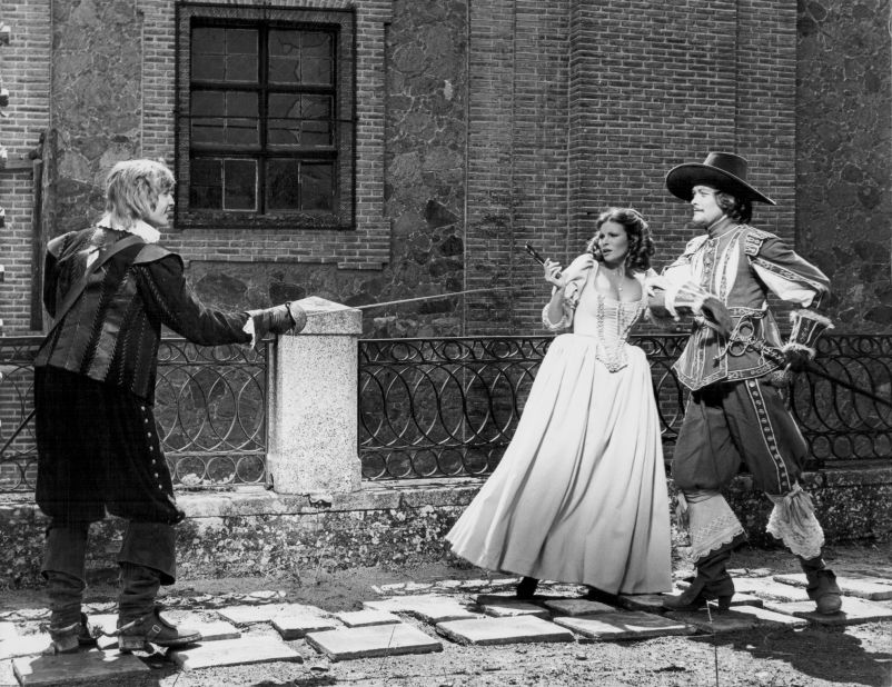 Welch appears with Michael York and Simon Ward in a scene from 1973's "The Three Musketeers."