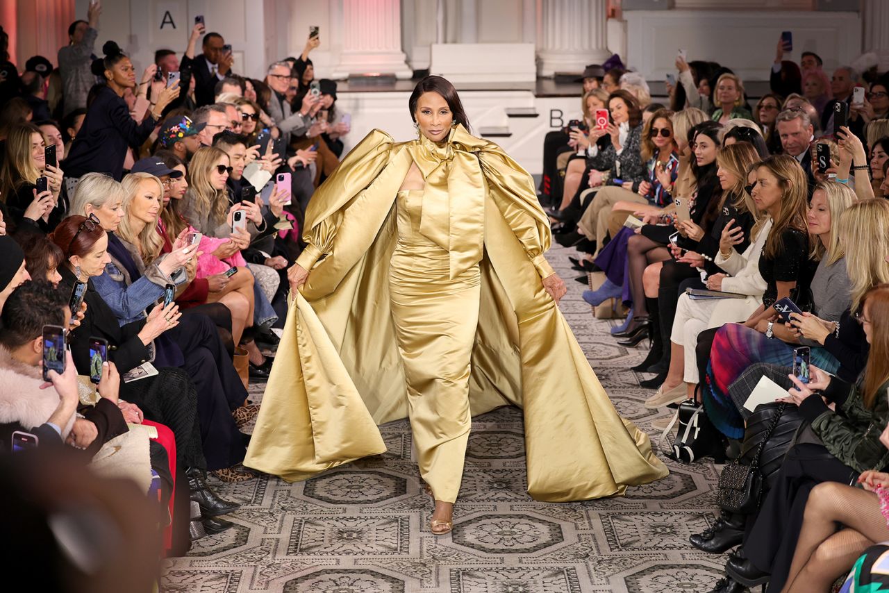 The one and only Beverly Johnson closed out Dennis Basso's show with a grand, gilded flourish.