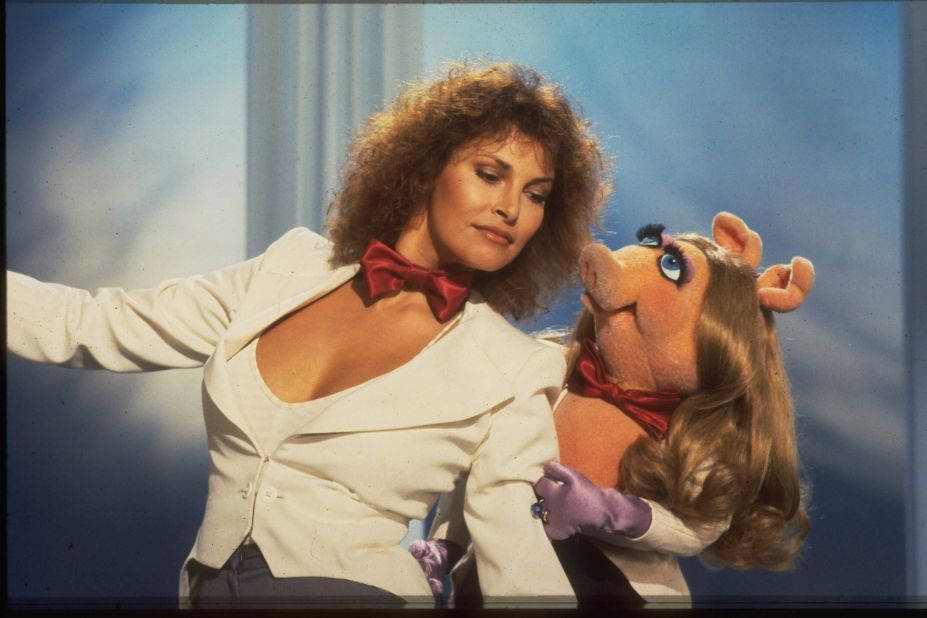 Welch and "Muppets" character Miss Piggy perform on the set of "The Muppet Show" circa 1978.