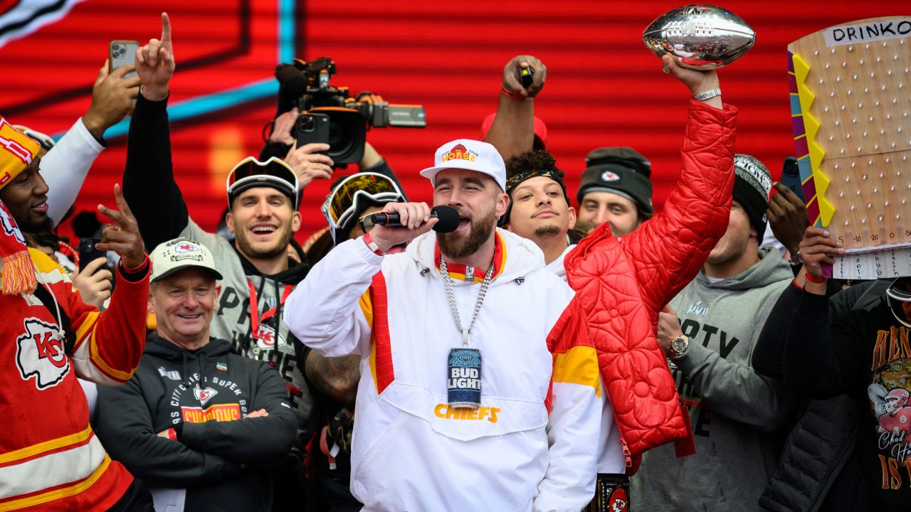 The Kansas City Chiefs celebrate Super Bowl win during hometown