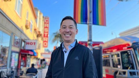 Chris Cheng is pictured in San Francisco's Castro neighborhood, where he lives with his husband.