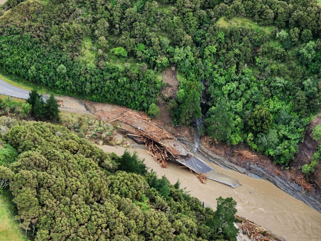 A view of flood damage in the the aftermath of cyclone Gabrielle in Hawke's Bay, New Zealand on February 15, 2023.
