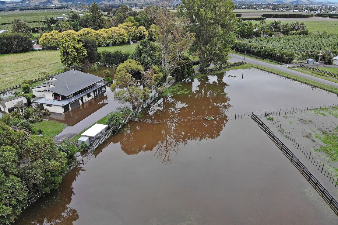 Flooding following Cyclone Gabrielle on February 16, 2023 in Napier, New Zealand. 
