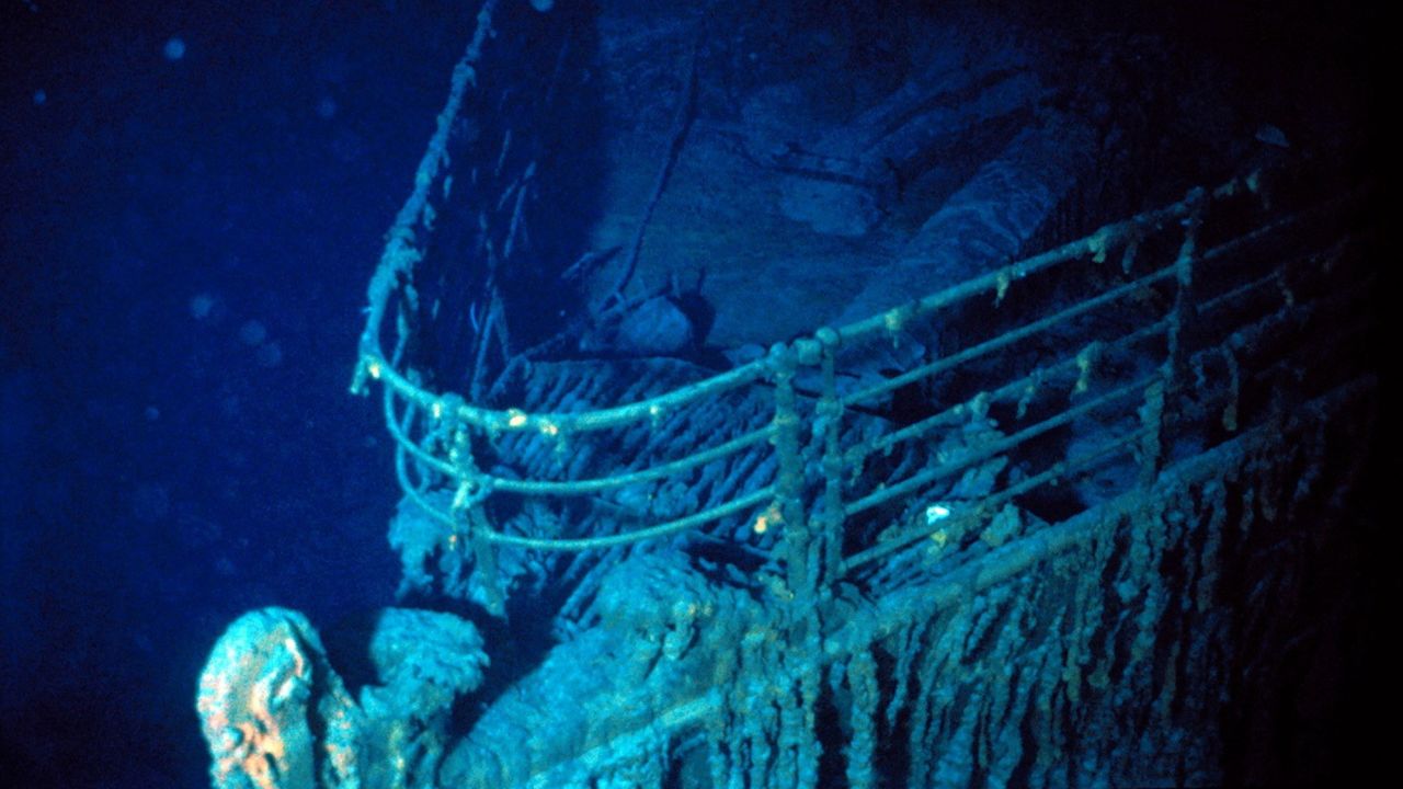 The bow of the Titanic, photographed during an early dive to the vessel in 1986.