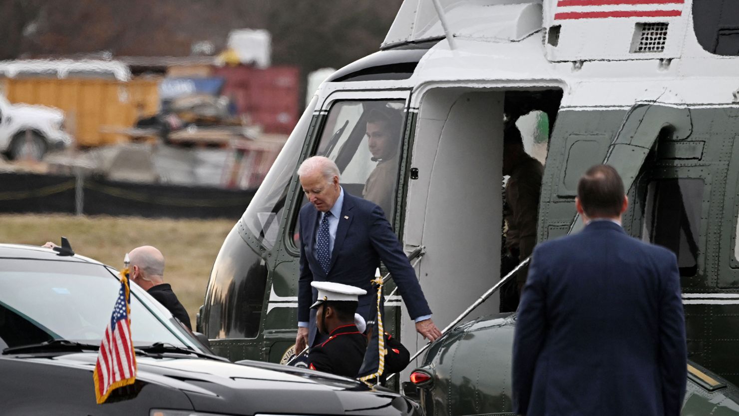 US President Joe Biden arrives at the Walter Reed National Military Medical Center in Bethesda, Maryland on February 16, 2023. 