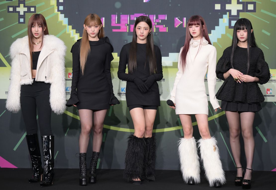 Among the groups HYBE manages are BTS and girl group NewJeans, seen here at a festival in December in Seoul. 