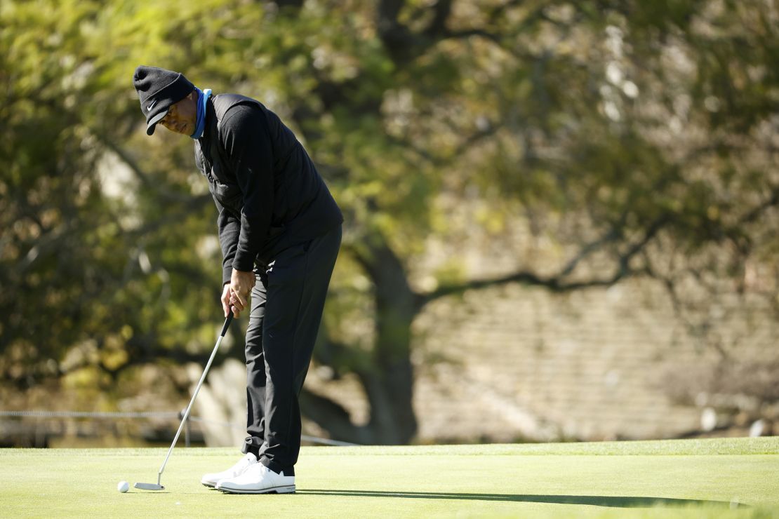 Woods putts at the Pro-Am event ahead of the tournament.