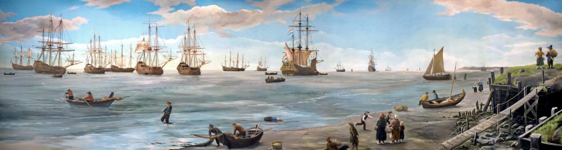 "The Texel Roads," a painting by Johan Reydon, showcases what the bustling port looked like in the 17th century.