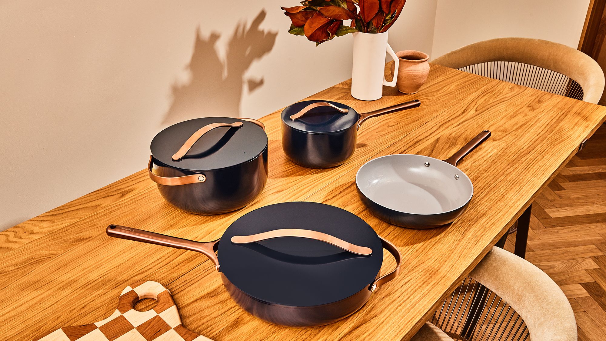 Caraway just launched the Copper Collection, a limited take on their  best-selling cookware set
