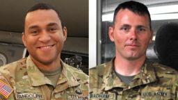 Chief Warrant Officer 3 Danny Randolph of Murfreesboro, Tennessee (left) and Chief Warrant Officer 3 Daniel Wadham of Joelton, Tennessee, (right) were killed when their UH-60 Blackhawk helicopter crashed during a training flight near Highway 53 and Burwell Road in Huntsville, Alabama on Feb. 15. 