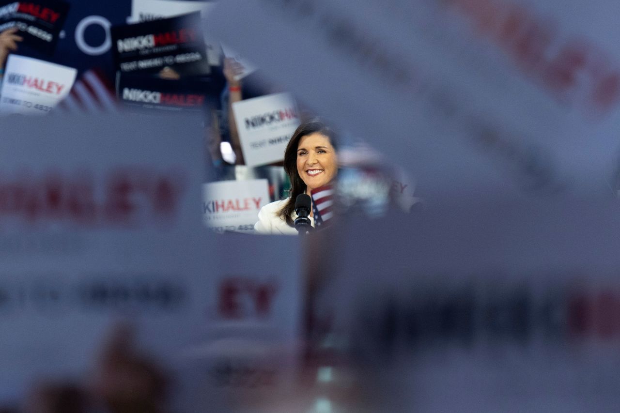 Former South Carolina Gov. <a href="https://www.cnn.com/2018/10/09/politics/gallery/nikki-haley-life-career/index.html" target="_blank">Nikki Haley</a> appears in Charleston, South Carolina, on Wednesday, February 15, a day after announcing that she would be running for president in 2024. Haley served in Donald Trump's administration as US ambassador to the United Nations. 