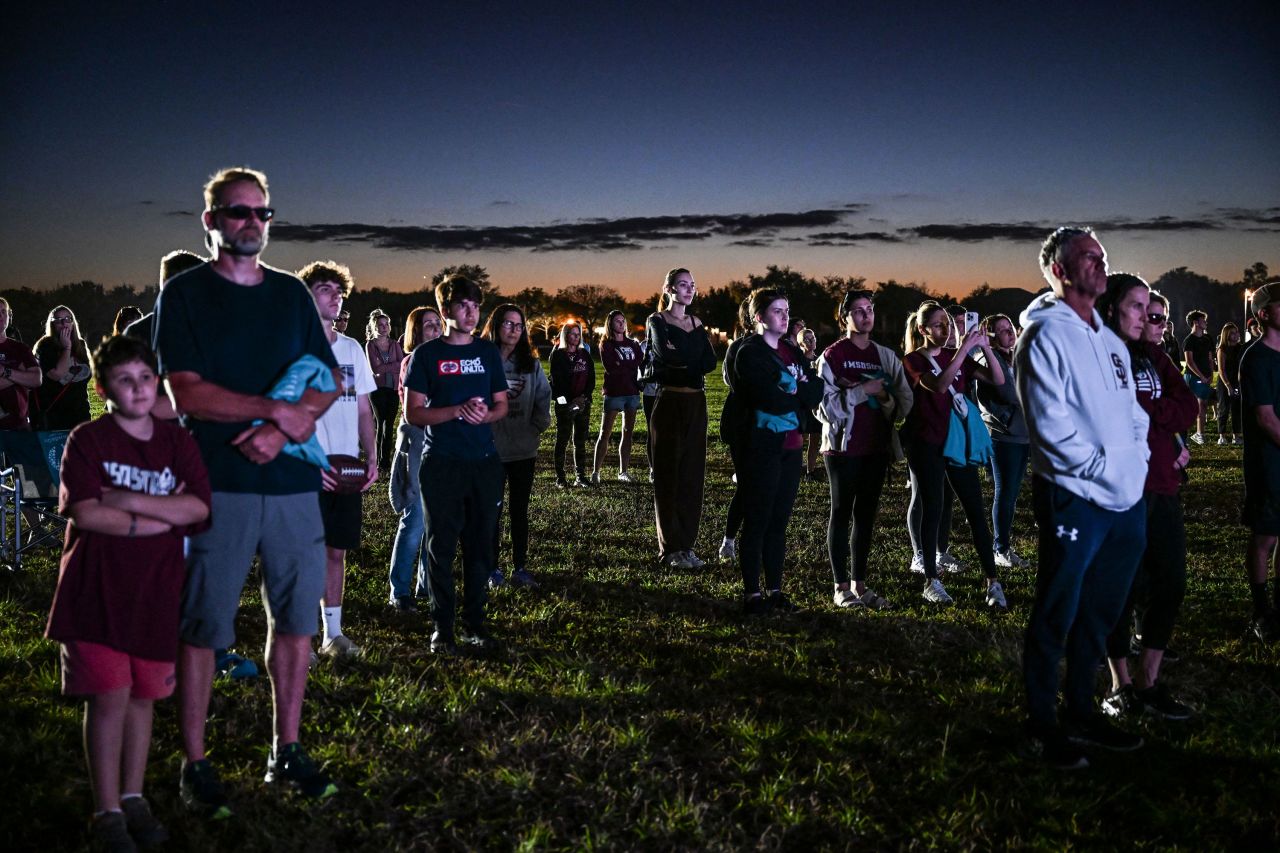 People in Parkland, Florida, attend a spiritual service Tuesday, February 15, for the fifth anniversary of the mass shooting at Marjory Stoneman Douglas High School. Seventeen people were killed in <a href="https://www.cnn.com/2023/02/14/us/parkland-school-shooting-5-year-anniversary/index.html" target="_blank">the shooting</a>, which took place on Valentine's Day in 2018.