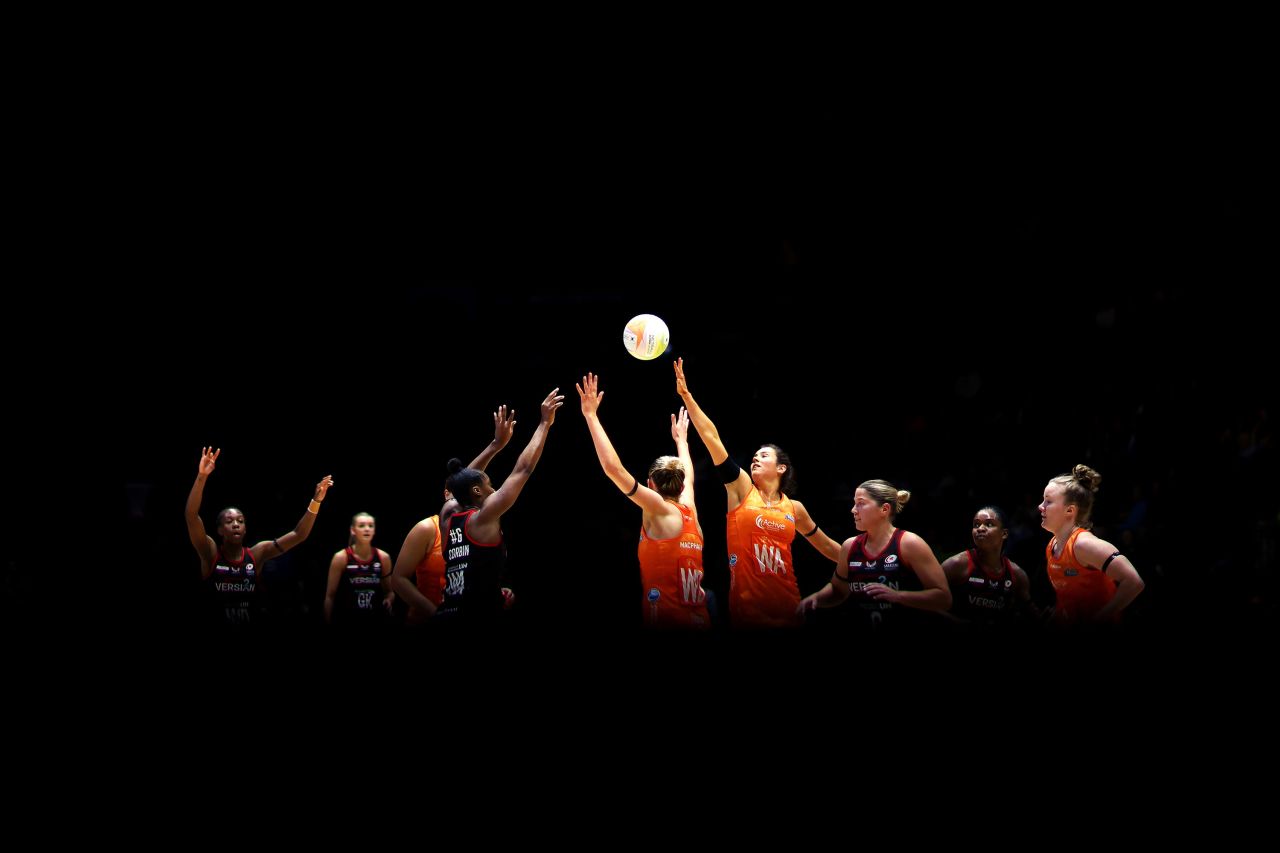 Netball players from the Saracens Mavericks and the Severn Stars compete in the Superleague season opener in Nottingham, England, on Saturday, February 11.