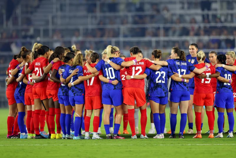 USWNT and Canada unite in protest for gender equality and trans rights before SheBelieves Cup game CNN