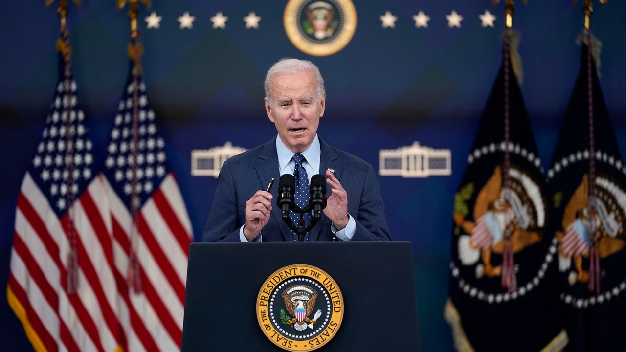 President Joe Biden speaks on Feb. 16, 2023, in Washington, DC, about the Chinese surveillance balloon and other unidentified objects shot down by the US military.