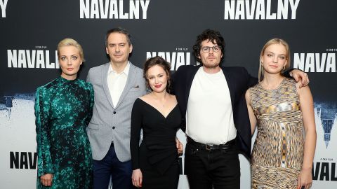 Grozev (second left) pictured at the New York premiere of 