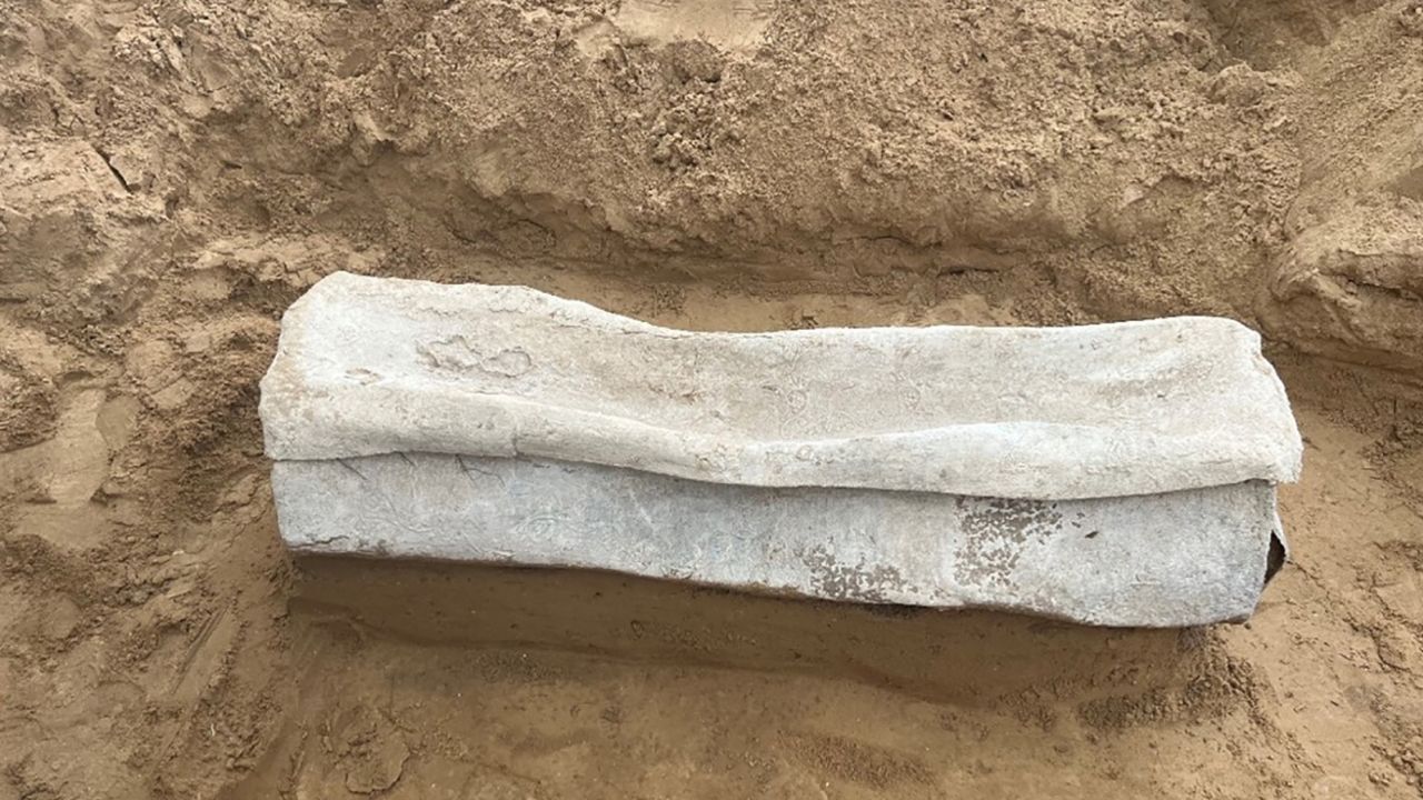 The lead sarcophagus when it was discovered ©PUI/2023 