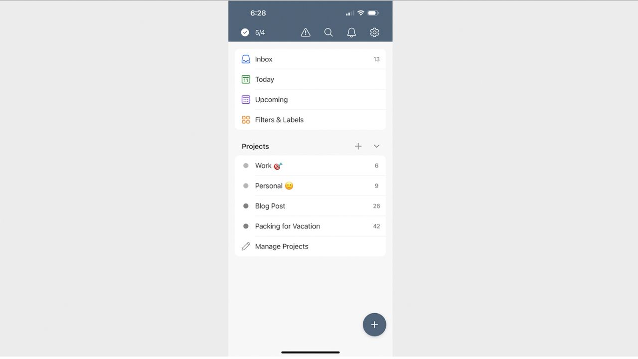 Todoist Pro let us easily add tasks to our projects, which we organized in neat lists labeled Work, Personal, Blog Post and Packing for Vacation.
