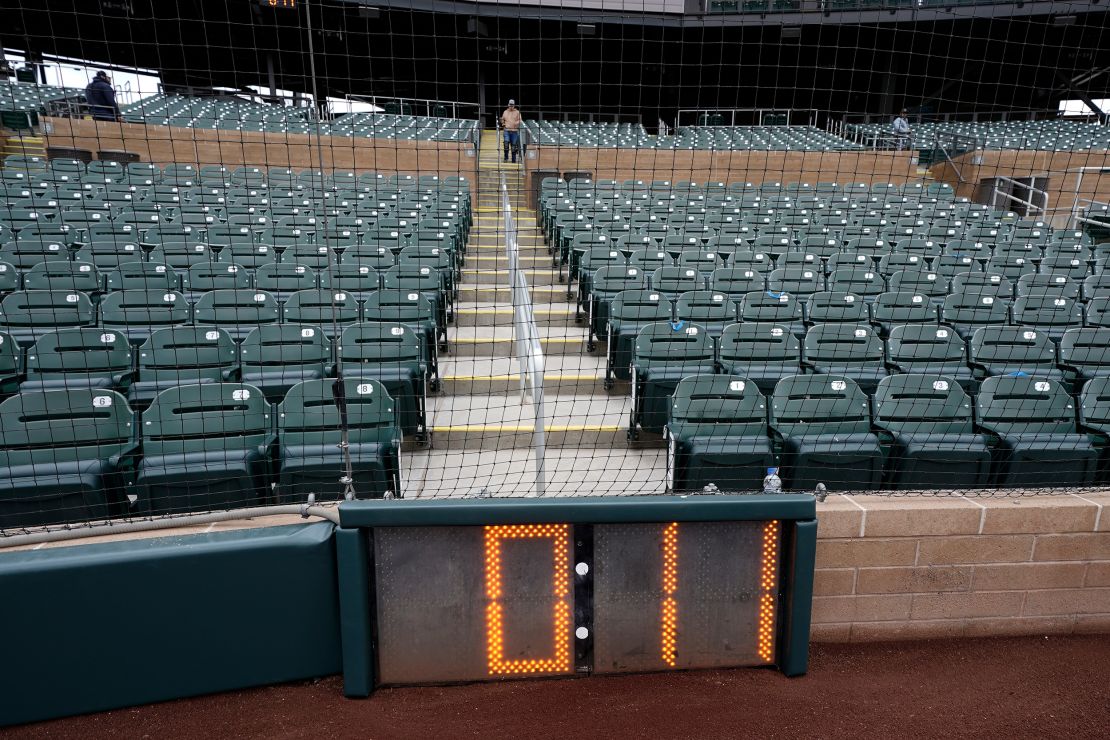The new pitch clock is seen at Salt River Field Tuesday, Feb. 14 in Scottsdale, Arizona.
