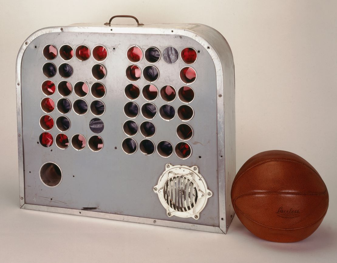 A portrait of a vintage 24 second shot clock from the early days of the National Basketball Association circa 1996 in New York City.