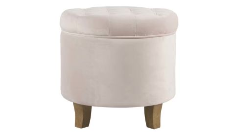 Underlined Lowe's Benzara Modern Pink Velvet Footstool