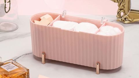 Amazon Tecbeauty 3 Grids Separate Bathroom Organizer Canisters Pink